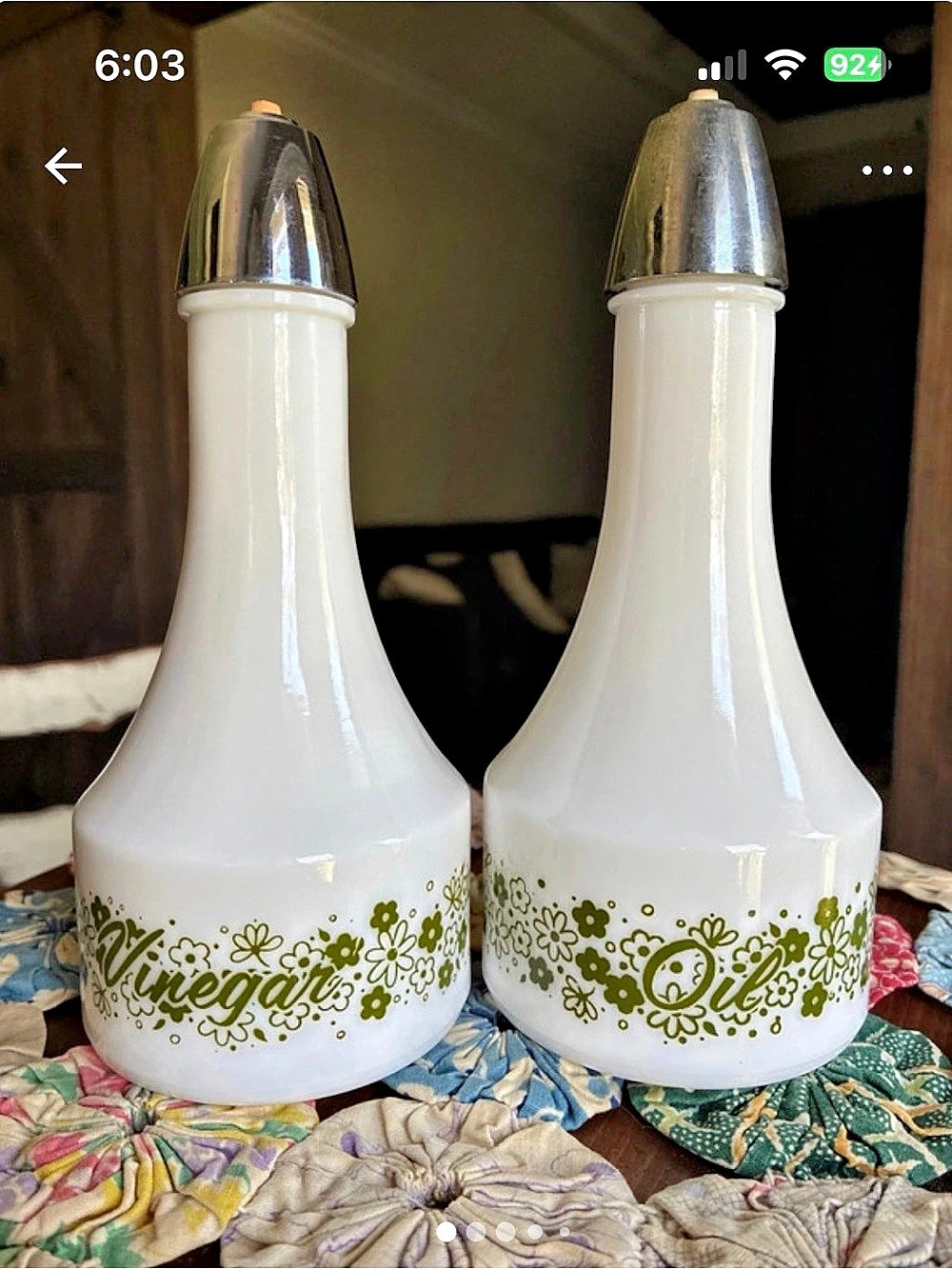Gemco Spring Blossom Green Crazy Daisy Oil and Vinegar Cruet Set